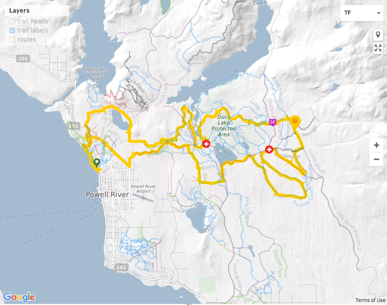 BC Bike Race Day 2 Powell River map
