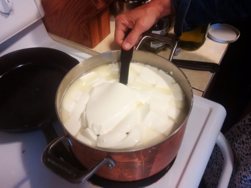 Feta: gently stirring from the bottom to the top.