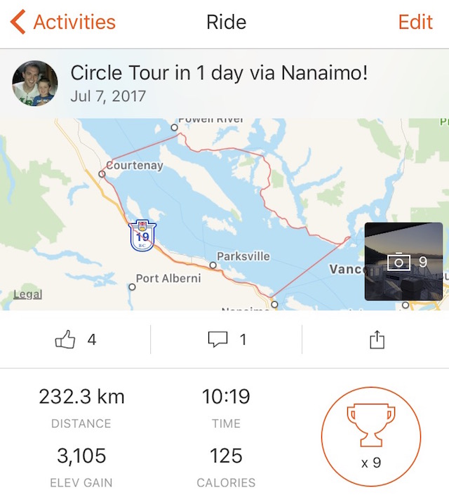 Strava Map - BC Ferries Circle Tour by Bike